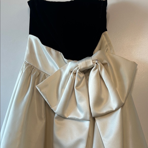 RARE - Vintage Betsey Johnson Strapless Velvet Bodice Bow Dress | Black & Ivory - Picture 4 of 11